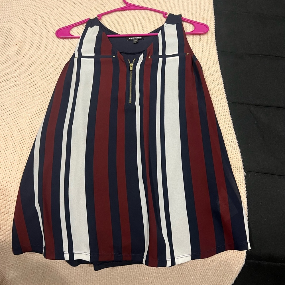 Express Navy and Burgundy Striped Top